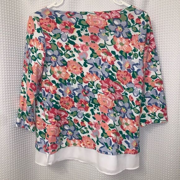 😊 3/$30
Talbots | Light Sweater Blouse Hem Sz Small Floral EUC - Picture 7 of 7